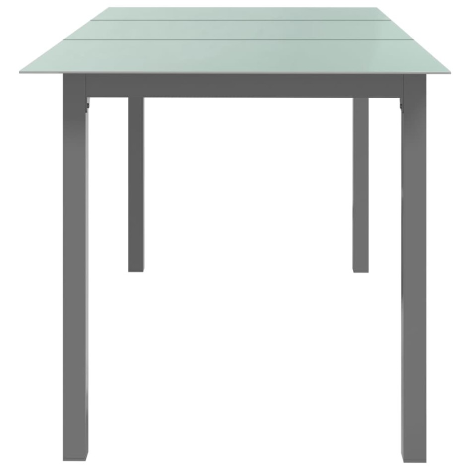 Mesa de jardín de aluminio y vidrio gris claro 150x90x74