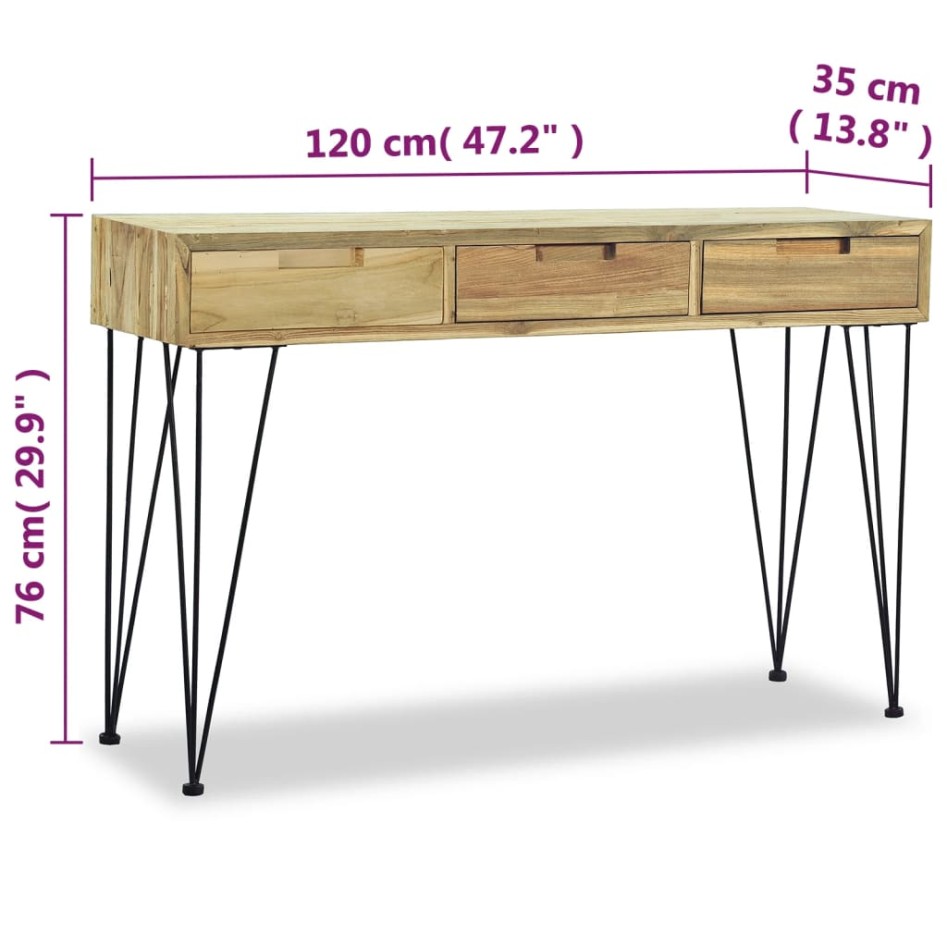 Mesa consola 120x35x76 cm madera de teca