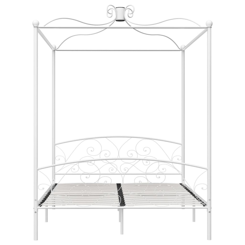 Estructura de cama con dosel metal blanco 160x200