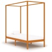 Cama con dosel de madera maciza de pino marrón miel 90x200 cm