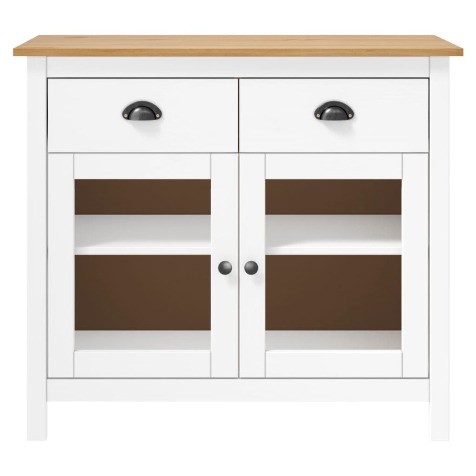 Mesita de noche Hill madera maciza de pino blanco 90x40x80