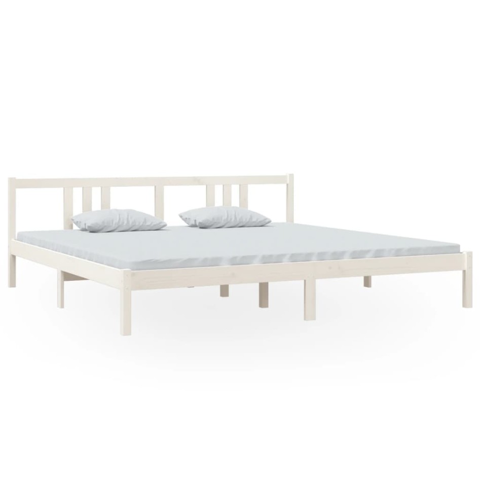 Estructura de cama madera maciza blanco 200x200