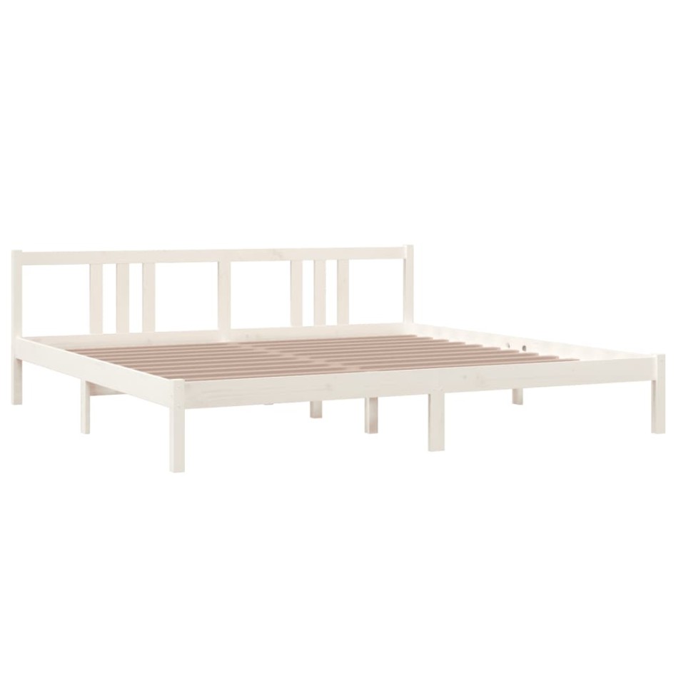 Estructura de cama madera maciza blanco 200x200