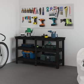 Banco de trabajo de madera maciza de pino negro 142,5x50x80
