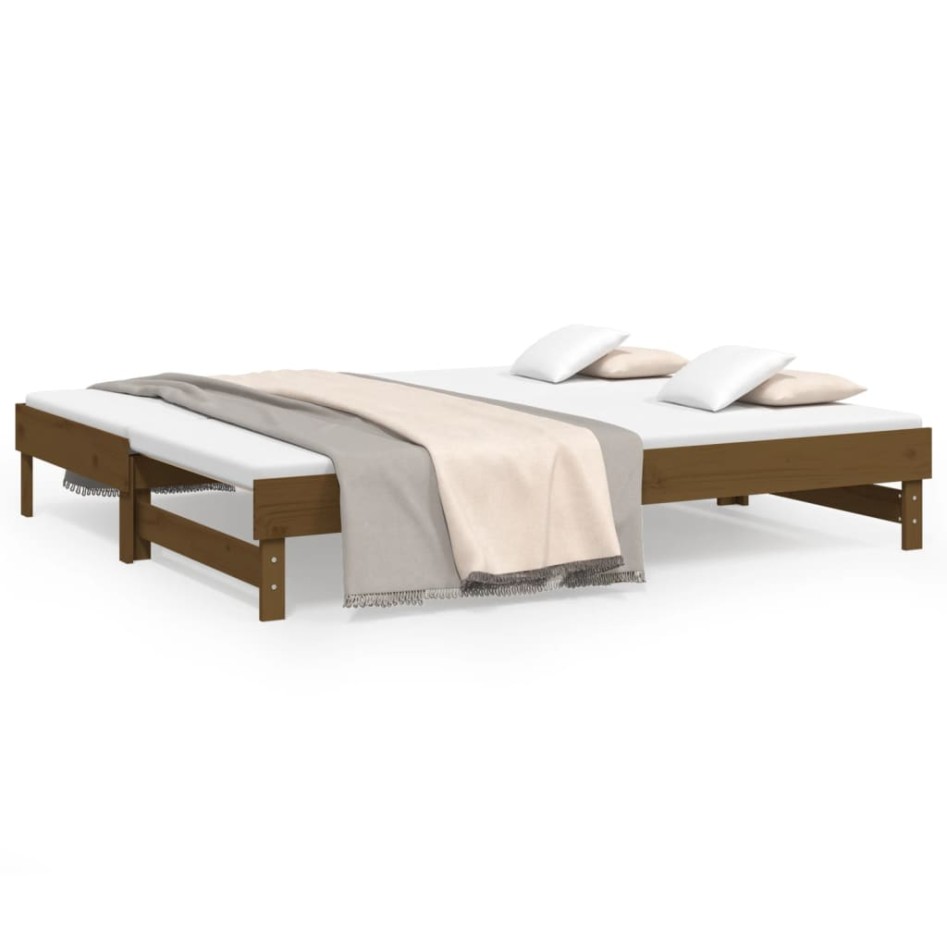 Sofá cama extraíble madera maciza de pino marrón 2x(90x200)