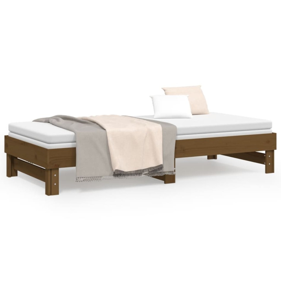 Sofá cama extraíble madera maciza de pino marrón 2x(90x200)