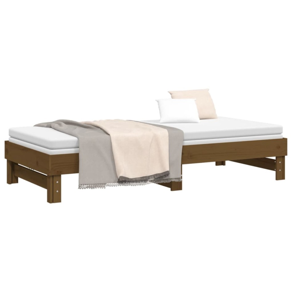 Sofá cama extraíble madera maciza de pino marrón 2x(90x200)