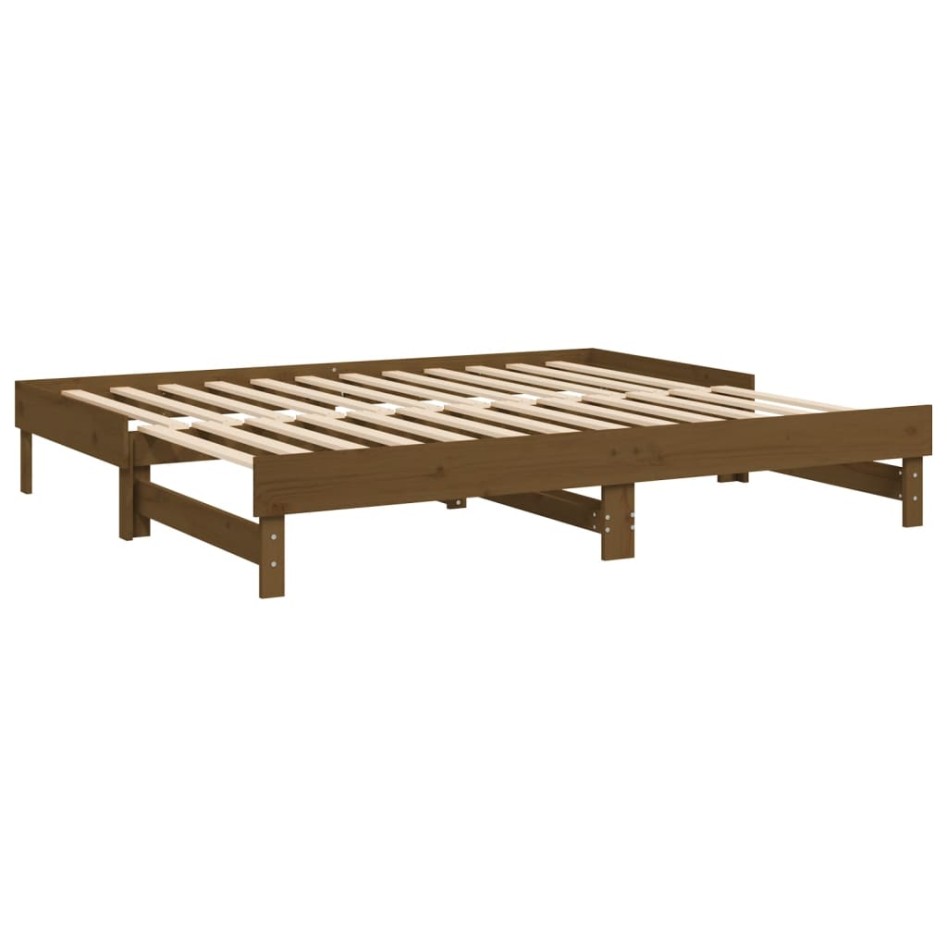 Sofá cama extraíble madera maciza de pino marrón 2x(90x200)