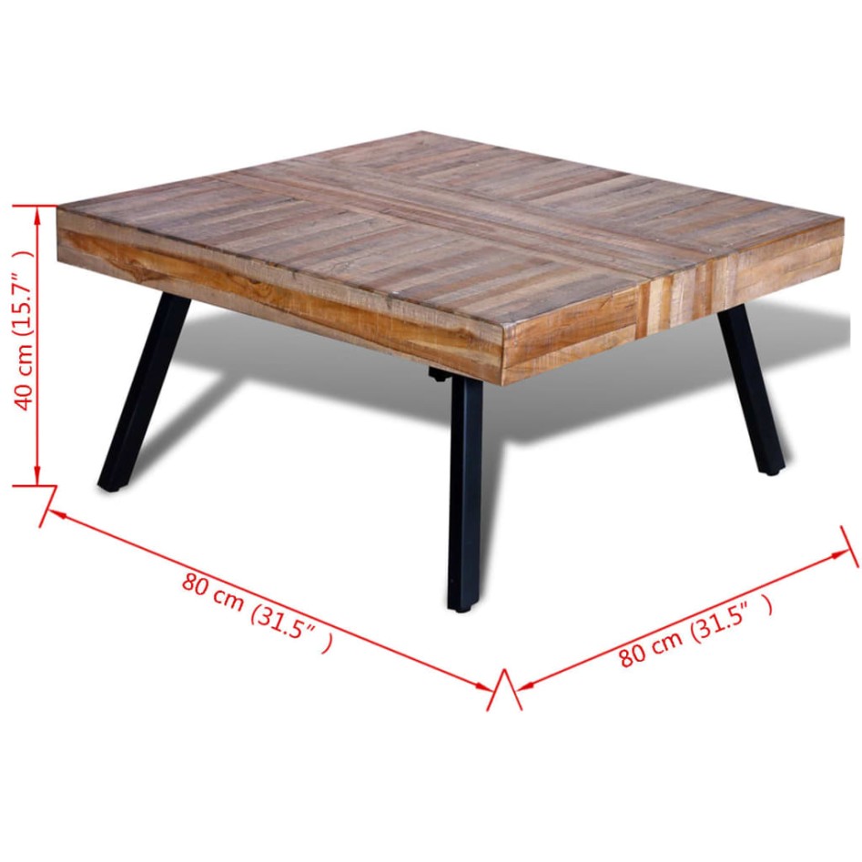 Mesa de centro cuadrada madera de teca