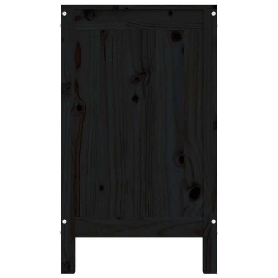 Baúl para la colada madera maciza de pino negro 88,5x44x76