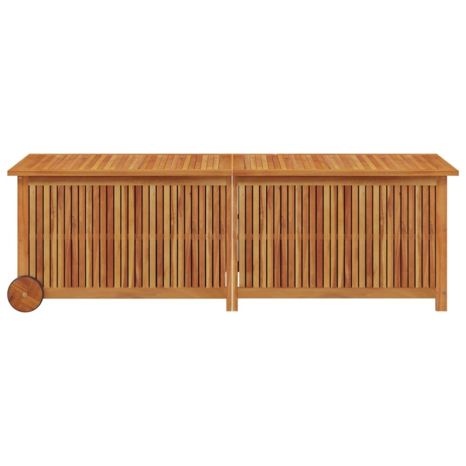 Caja de almacenaje jardín con ruedas madera acacia 150x50x58