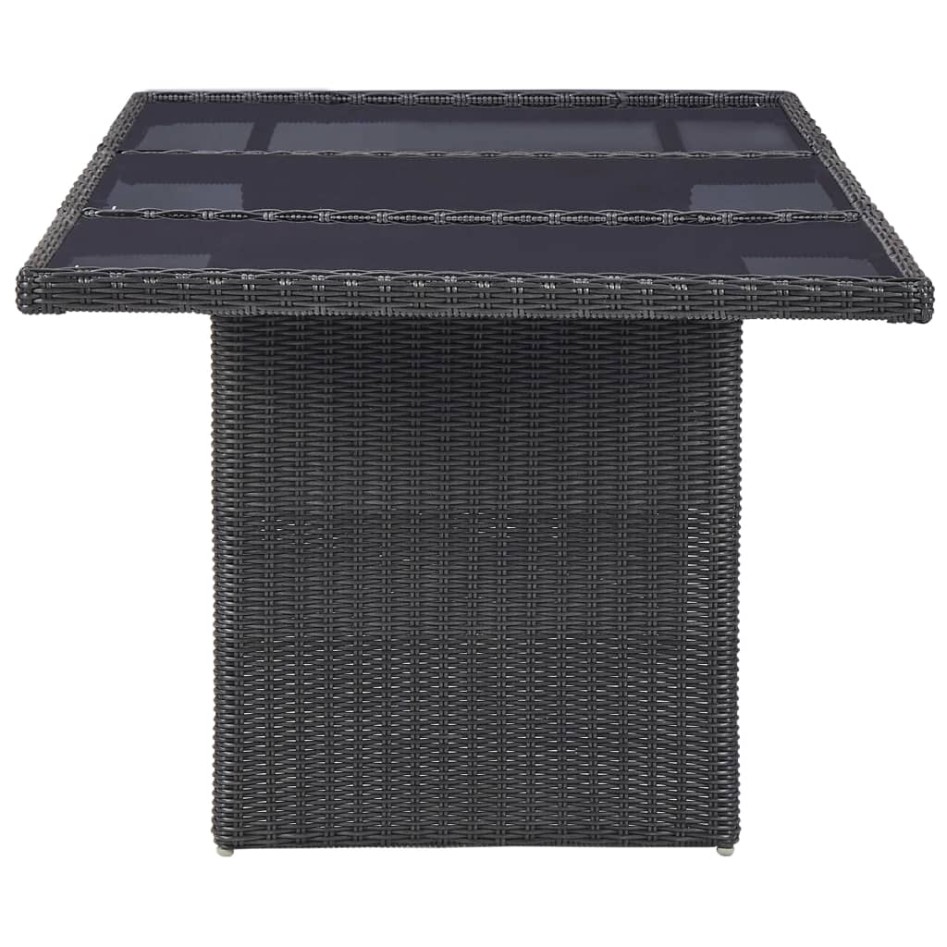 Mesa comedor jardín vidrio ratán sintético negro 200x100x74