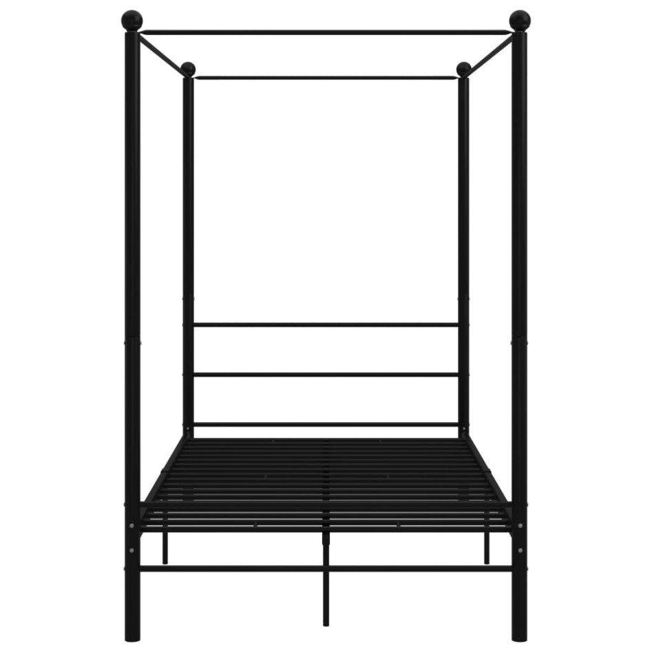 Estructura de cama con dosel metal negro 120x200