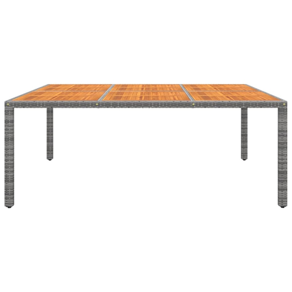 Mesa de jardín madera acacia ratán sintético gris 200x150x75