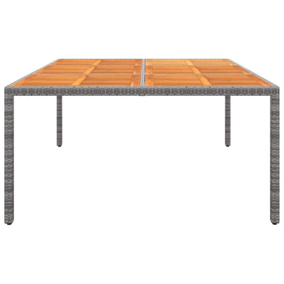 Mesa de jardín madera acacia ratán sintético gris 200x150x75