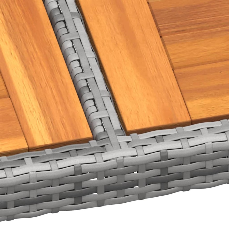 Mesa de jardín madera acacia ratán sintético gris 200x150x75
