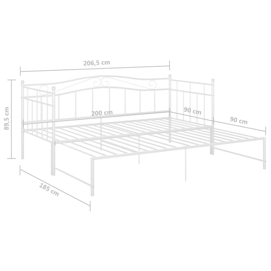 Estructura de sofá cama extraíble de metal blanco 90x200