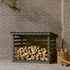 Leñero de madera maciza de pino gris 108x73x79