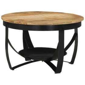 Mesa de centro hierro y madera maciza de mango Ø68x43