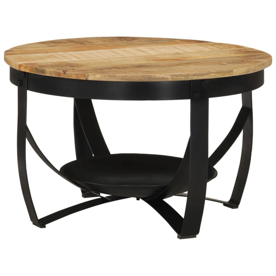 Mesa de centro hierro y madera maciza de mango Ø68x43