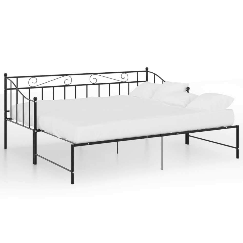 Estructura de sofá cama extraíble de metal negro 90x200