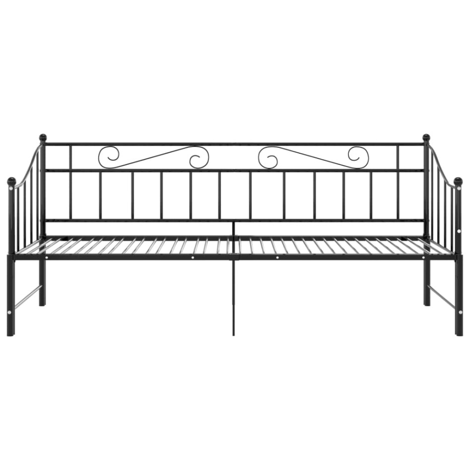 Estructura de sofá cama extraíble de metal negro 90x200
