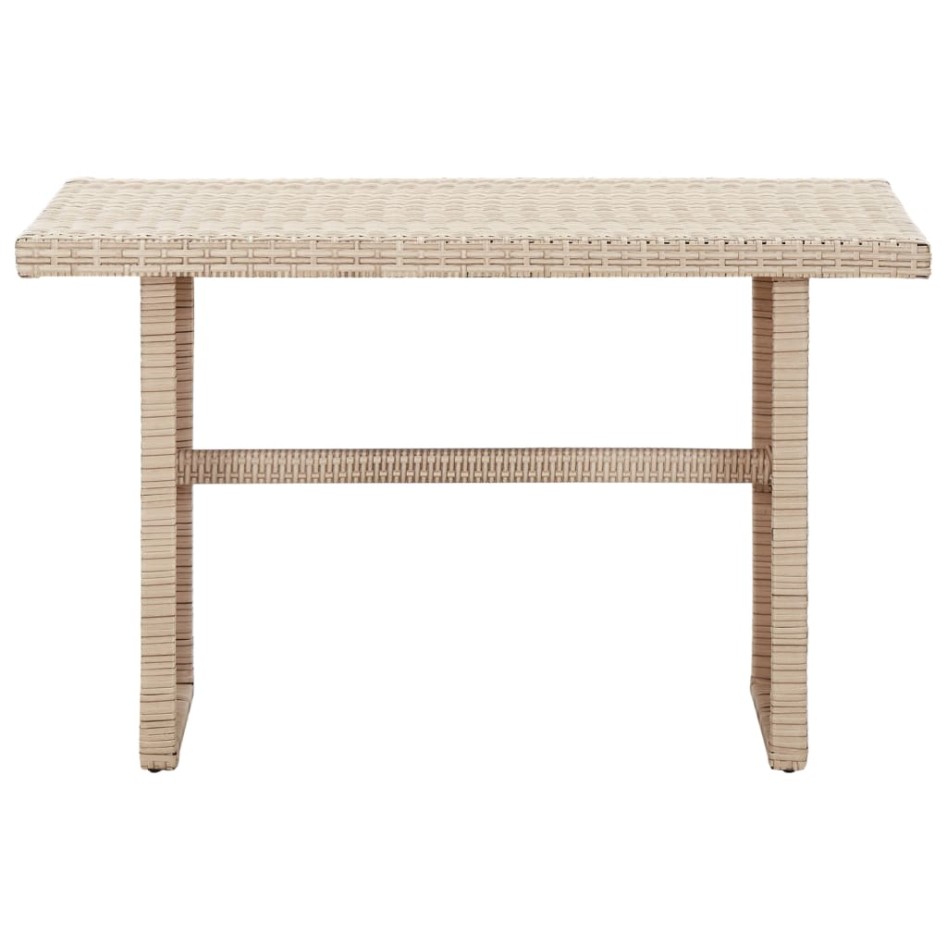 Mesa de jardín de ratán sintético beige 110x60x67