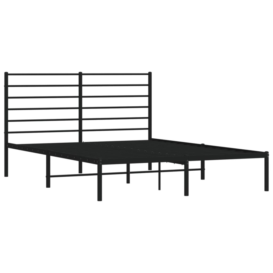 Estructura de cama con cabecero metal negro 140x200