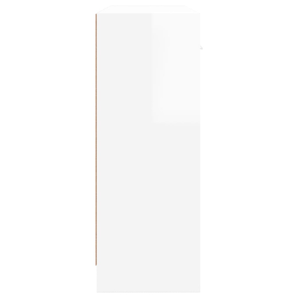 Aparador madera de ingeniería blanco brillante 91x28x75