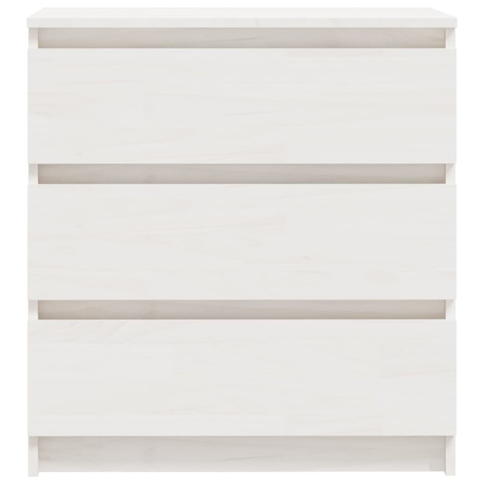 Mesita de noche madera maciza de mango blanco 60x36x64