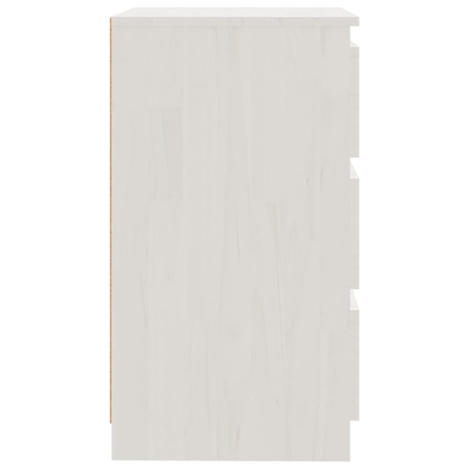 Mesita de noche madera maciza de mango blanco 60x36x64
