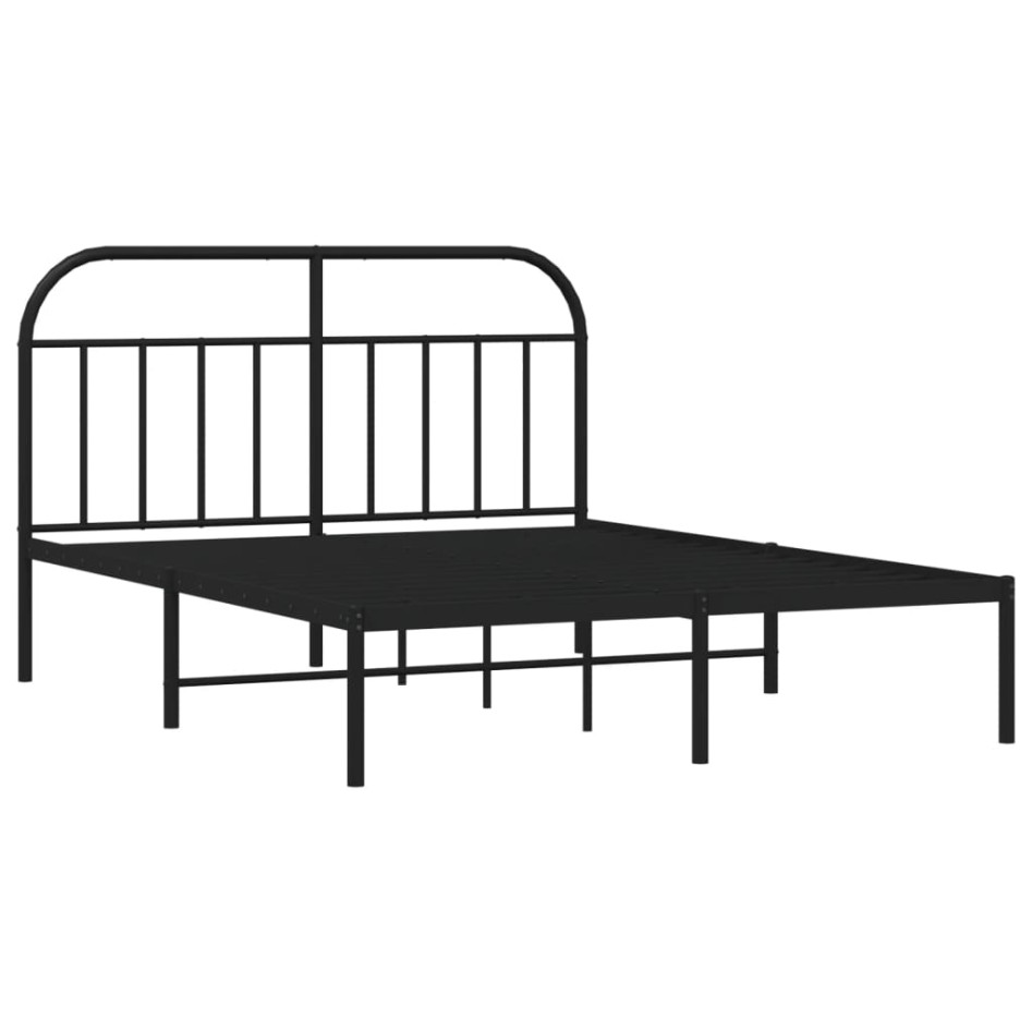 Estructura de cama con cabecero metal negro 140x190