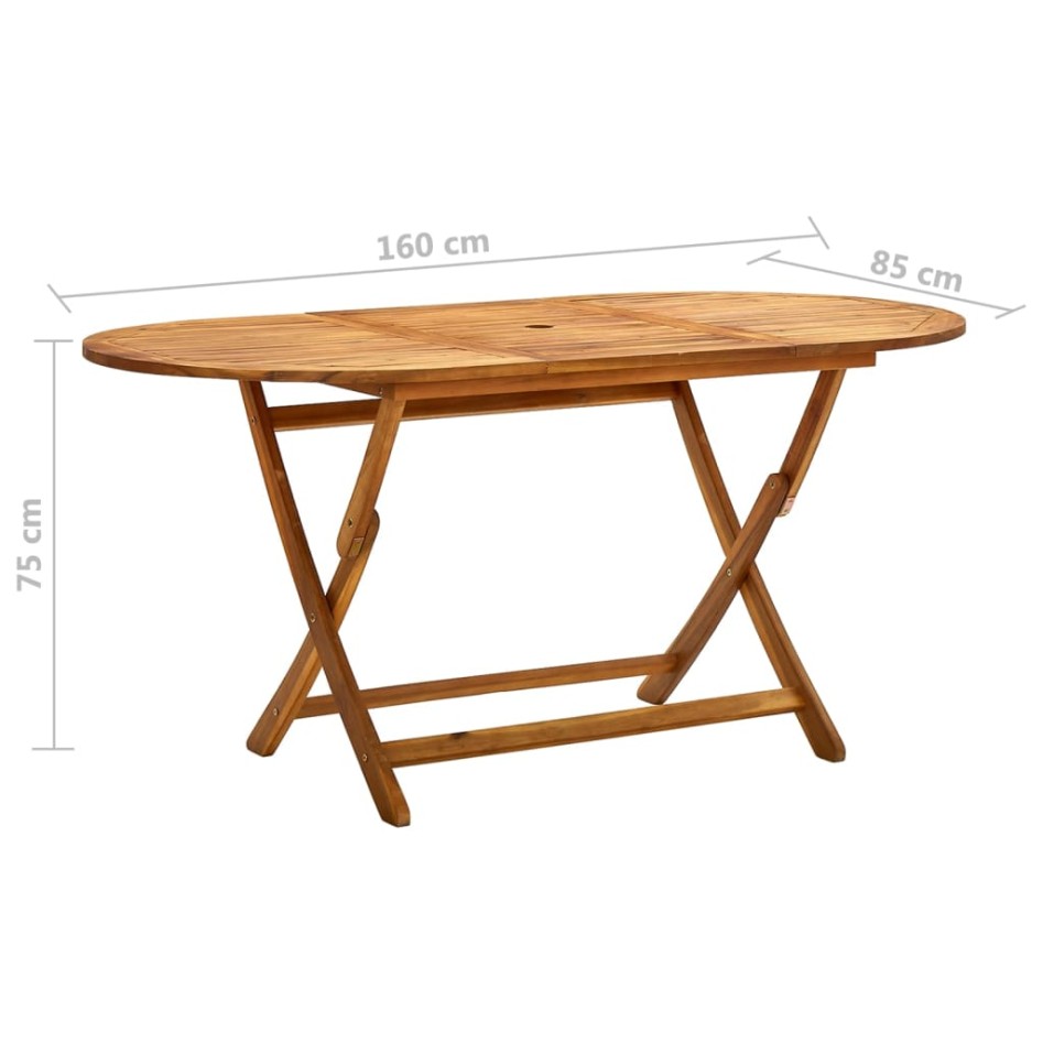 Mesa de jardín plegable madera maciza de acacia 160x85x75