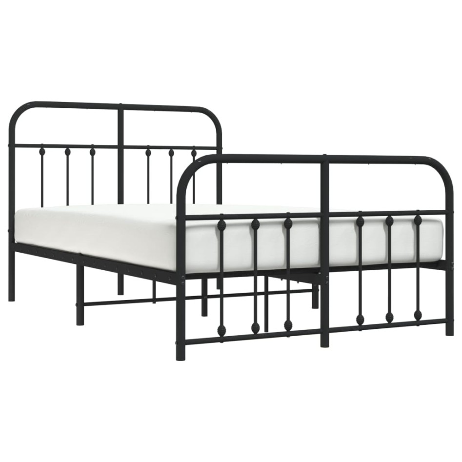 Estructura de cama cabecero y estribo metal negro 120x200