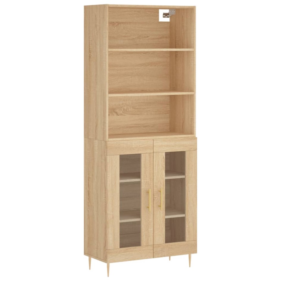 Aparador alto madera contrachapada color roble 69,5x34x180