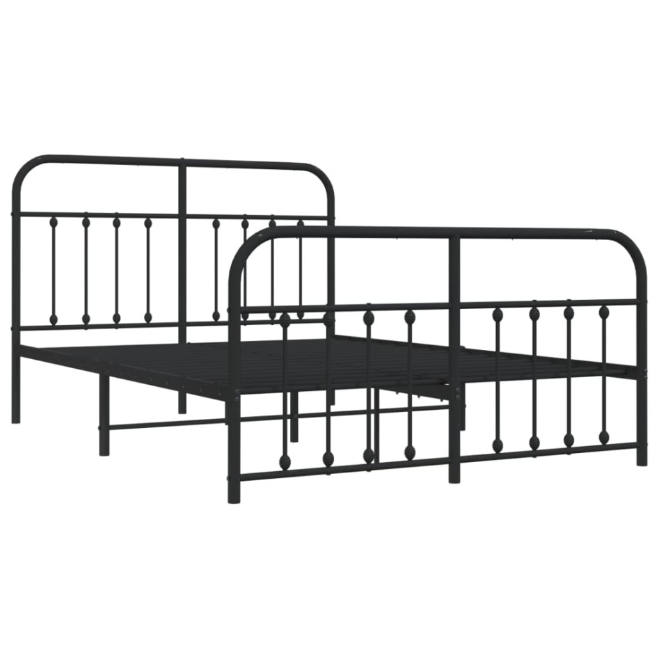 Estructura de cama cabecero y estribo metal negro 140x190