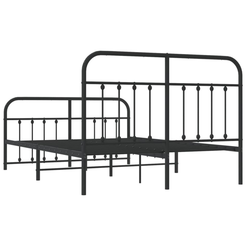 Estructura de cama cabecero y estribo metal negro 140x190