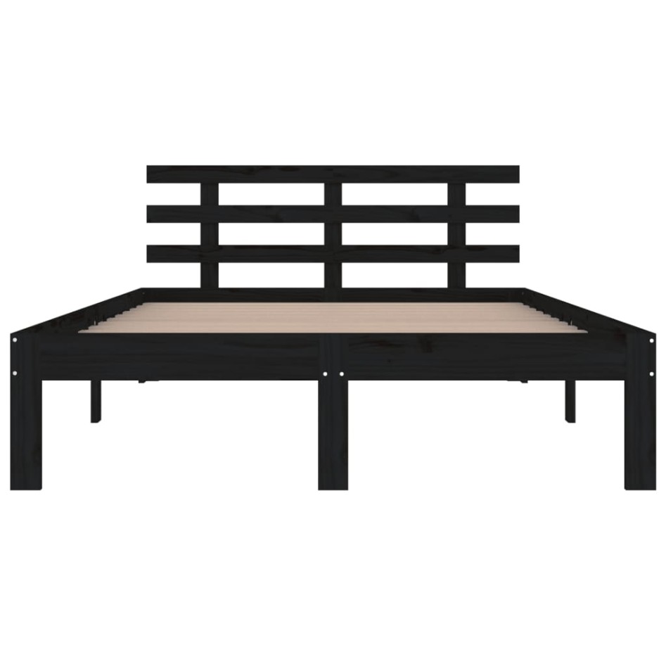 Estructura de cama de madera maciza negro 200x200