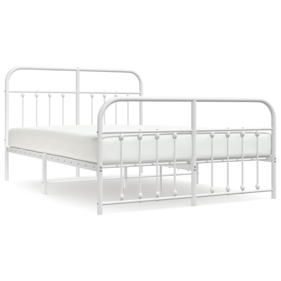 Estructura cama metal con cabecero y estribo blanco 140x200