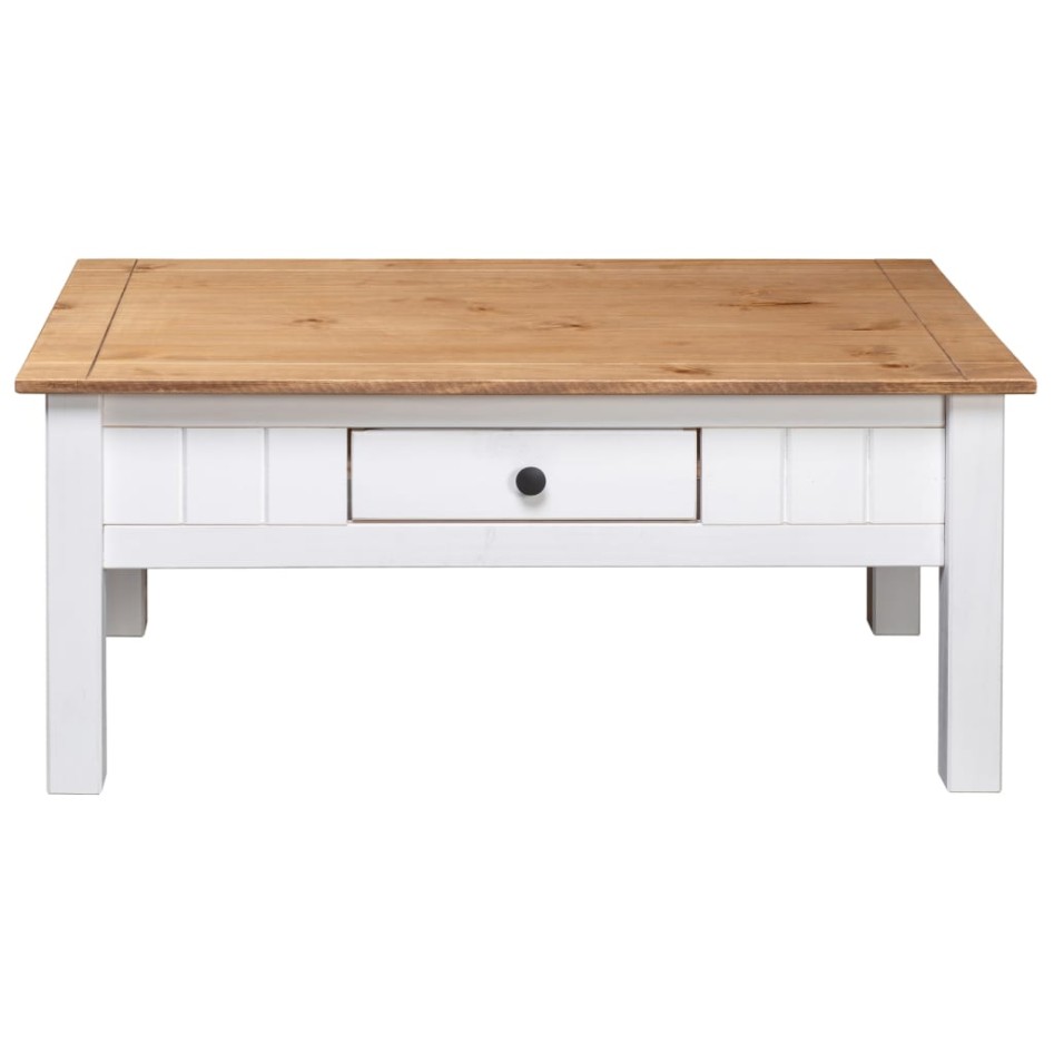 Mesa de centro madera de pino estilo Panamá blanco 100x60x45