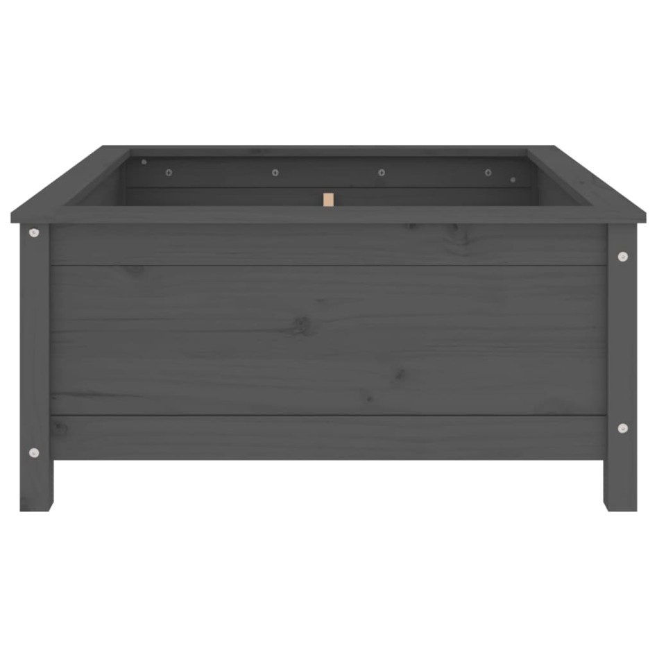 Jardinera madera maciza de pino gris 82,5x82,5x39