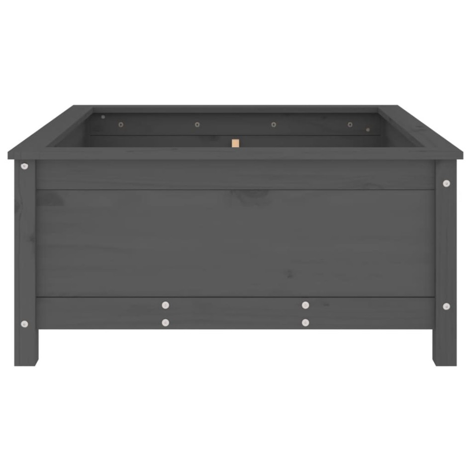 Jardinera madera maciza de pino gris 82,5x82,5x39
