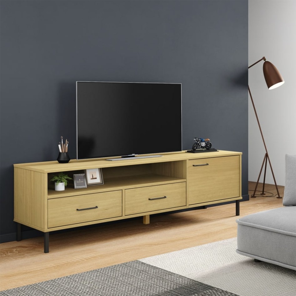 Mueble de TV con patas de metal OSLO madera maciza pino