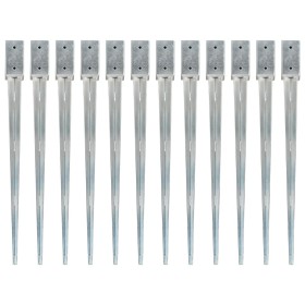 Picas de tierra 12 uds acero galvanizado plateado 7x7x90