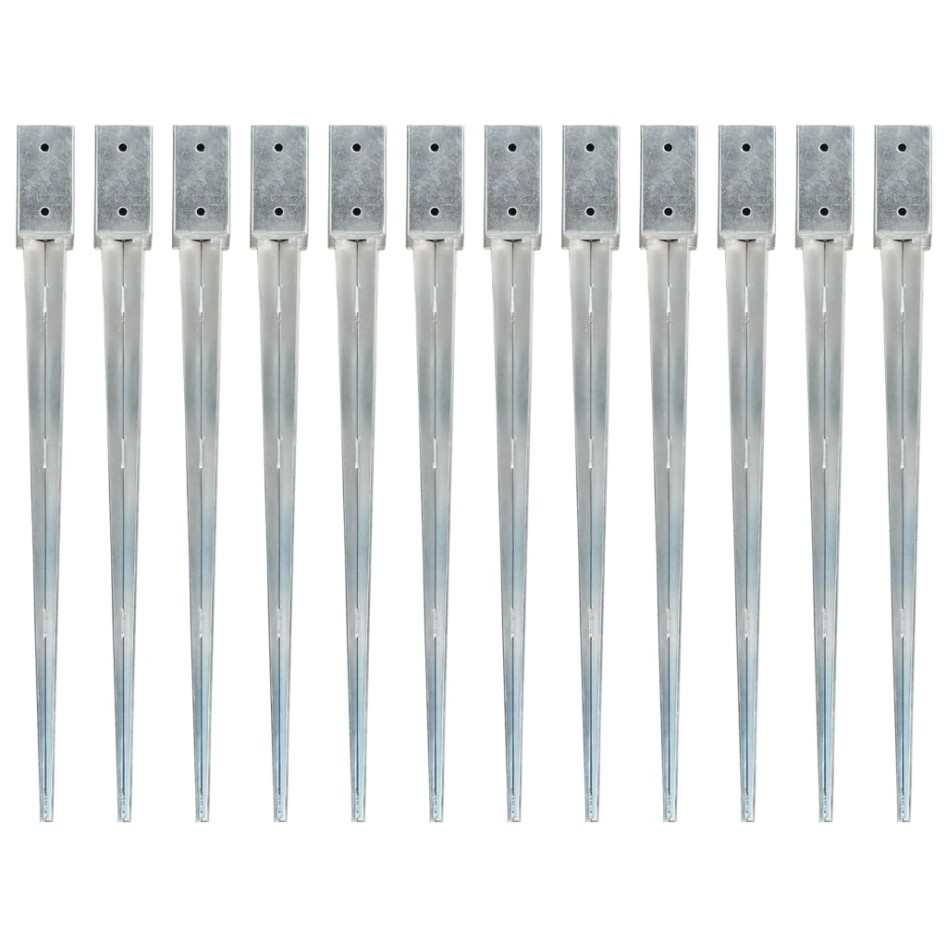 Picas de tierra 12 uds acero galvanizado plateado 7x7x90