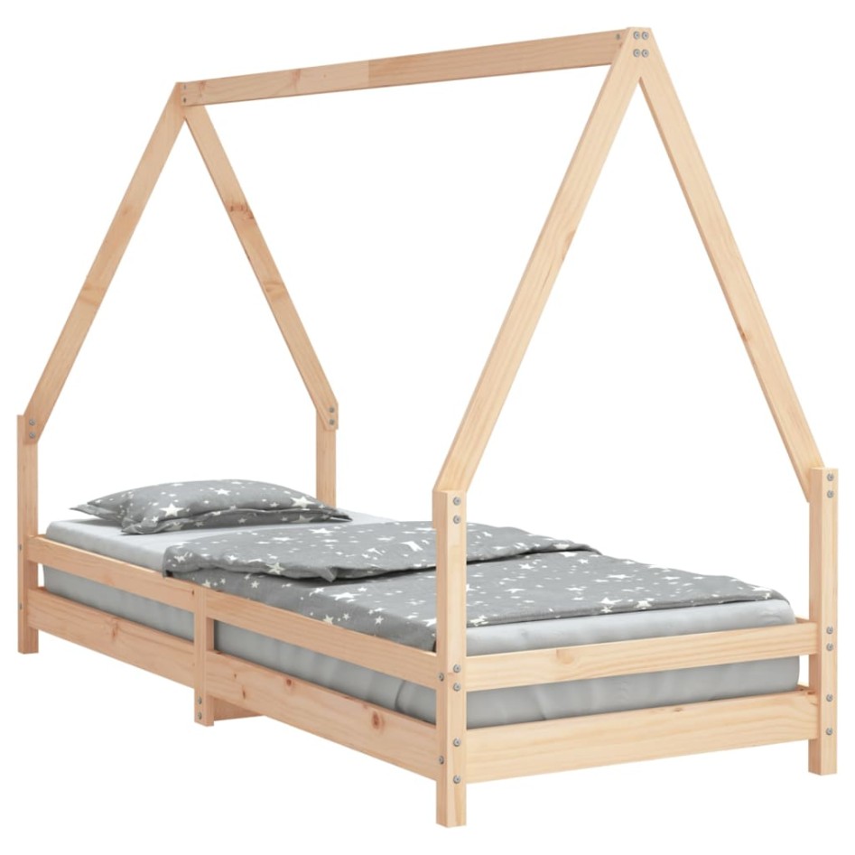 Estructura de cama para niños madera maciza de pino 80x200