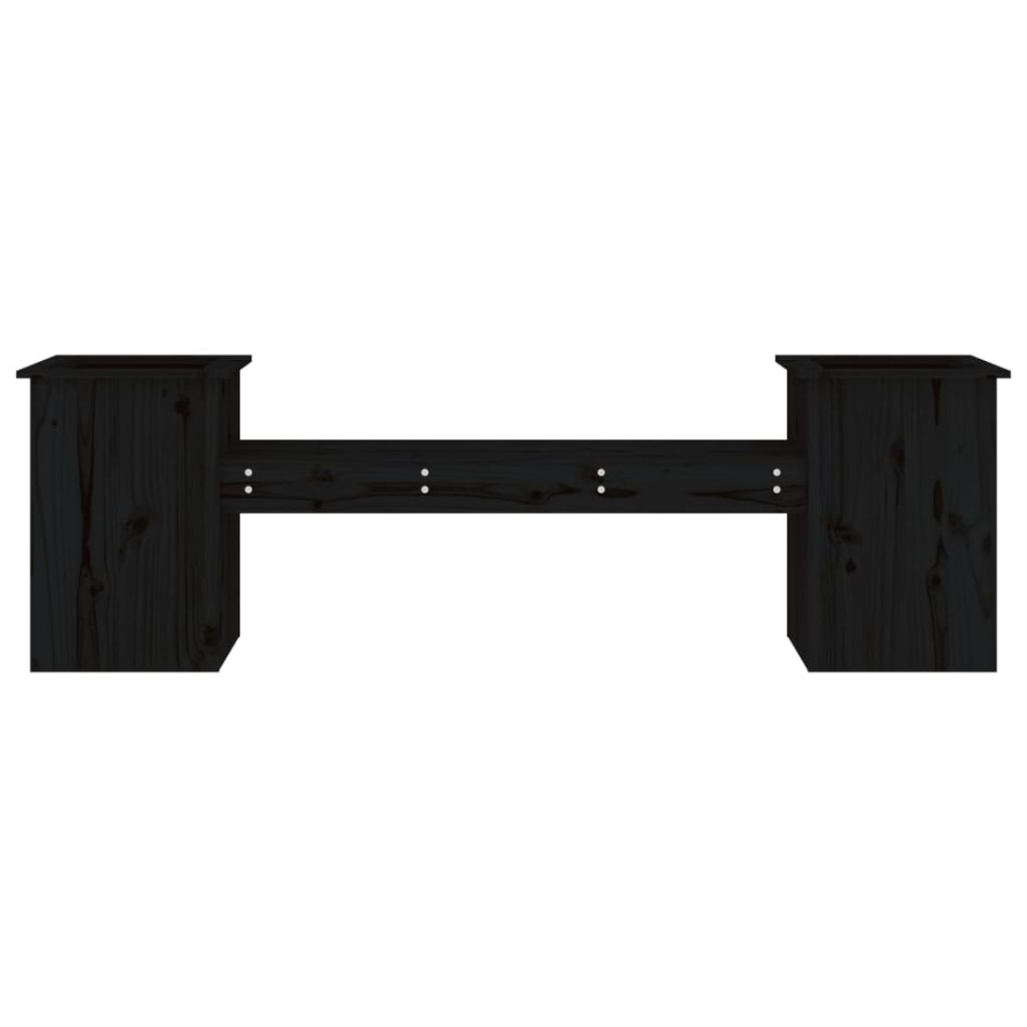 Banco con jardineras madera de pino negro 184,5x39,5x56,5