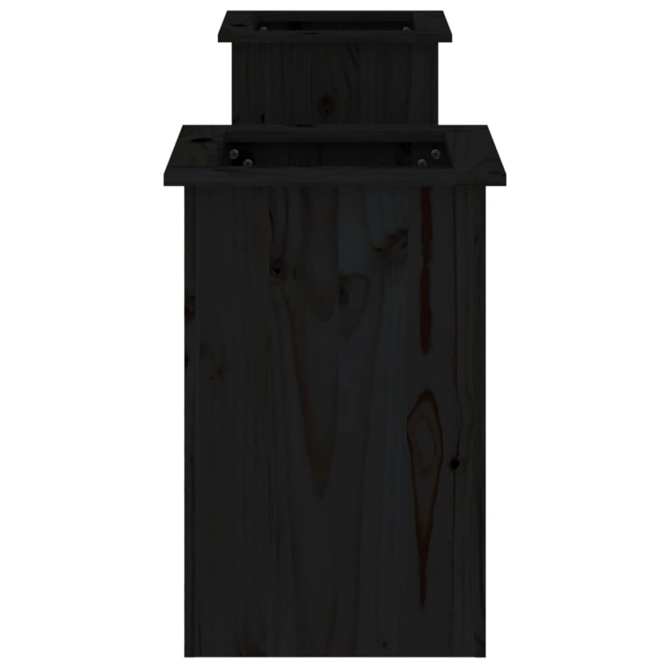 Banco con jardineras madera de pino negro 184,5x39,5x56,5