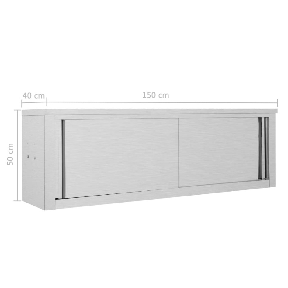 Armario pared de cocina puertas correderas acero 150x40x50