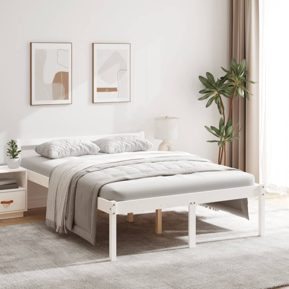 Cama para personas mayores madera maciza pino blanca 120x200